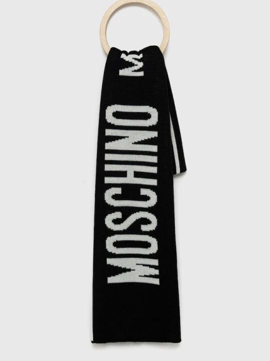 Zdjęcie produktu Moschino szalik z dodatkiem wełny czarny