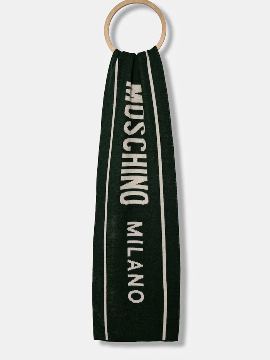 Zdjęcie produktu Moschino szalik z dodatkiem wełny zielony