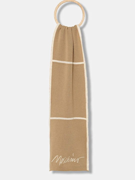Zdjęcie produktu Moschino szalik z wełną beżowy