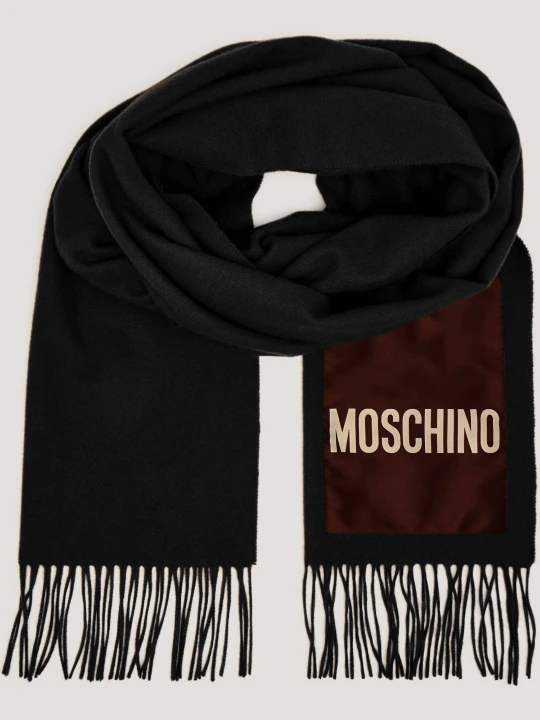 Zdjęcie produktu Moschino Wełniany szal czarny
