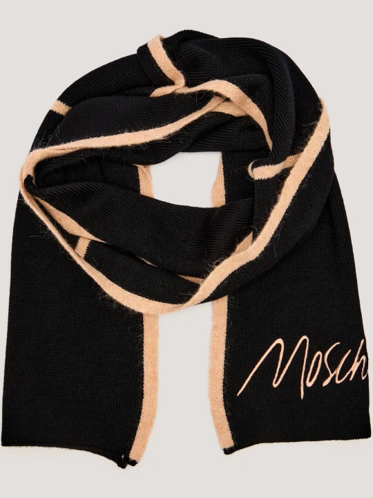 Zdjęcie produktu Moschino Wełniany szal czarny