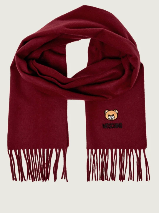 Zdjęcie produktu Moschino Wełniany szal bordowy