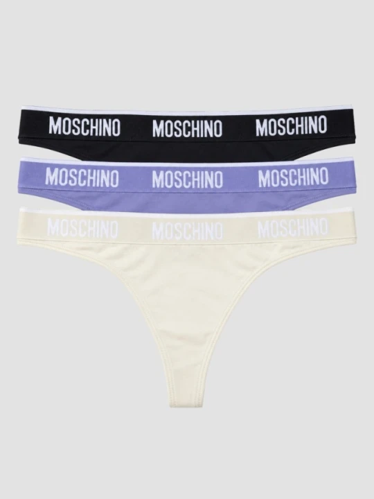 Zdjęcie produktu MOSCHINO Wielokolorowy damski bawełniany trzypak stringów, Rozmiar M