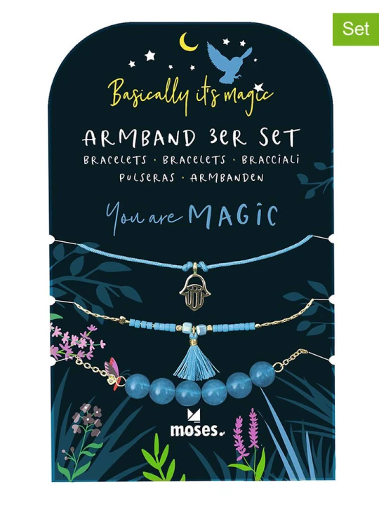 Zdjęcie produktu moses. Bransoletki (3 szt.) w kolorze błękitnym - dł. 23 cm rozmiar: onesize