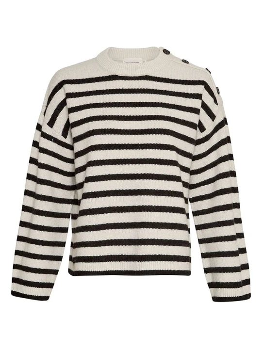 Zdjęcie produktu MOSS COPENHAGEN Sweter "Carina" w kolorze biało-czarnym rozmiar: M/L