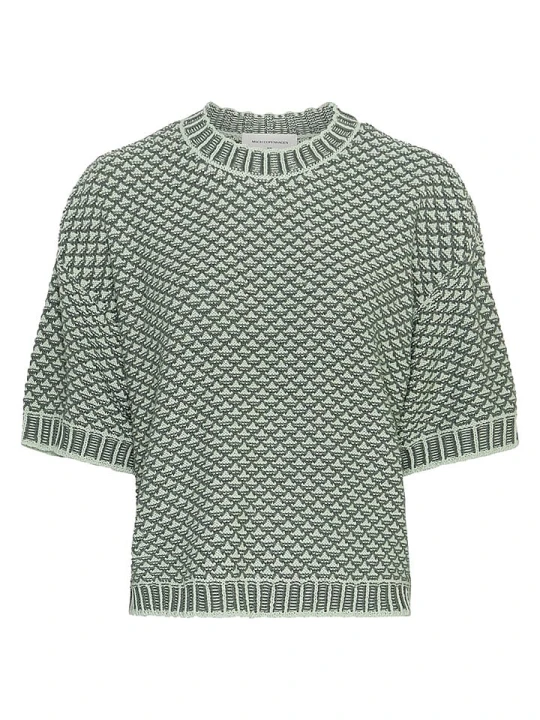 Zdjęcie produktu MOSS COPENHAGEN Sweter "Catina" w kolorze zielono-białym rozmiar: M / L