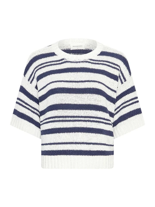 Zdjęcie produktu MOSS COPENHAGEN Sweter "Hannalie" w kolorze granatowo-kremowym rozmiar: L/XL