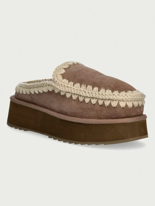 Zdjęcie produktu Mou kapcie damskie zamszowe Clog Eskimo Platform beżowy