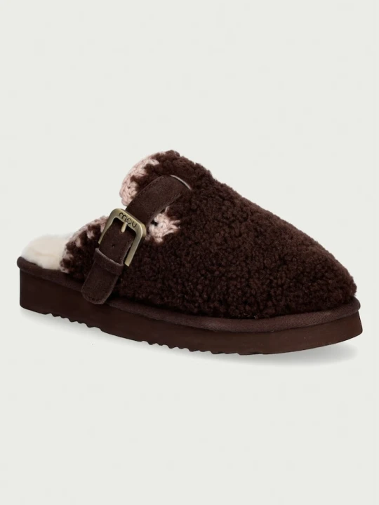 Zdjęcie produktu Mou klapki damskie wełniane Curly Clog Eskimo brązowy
