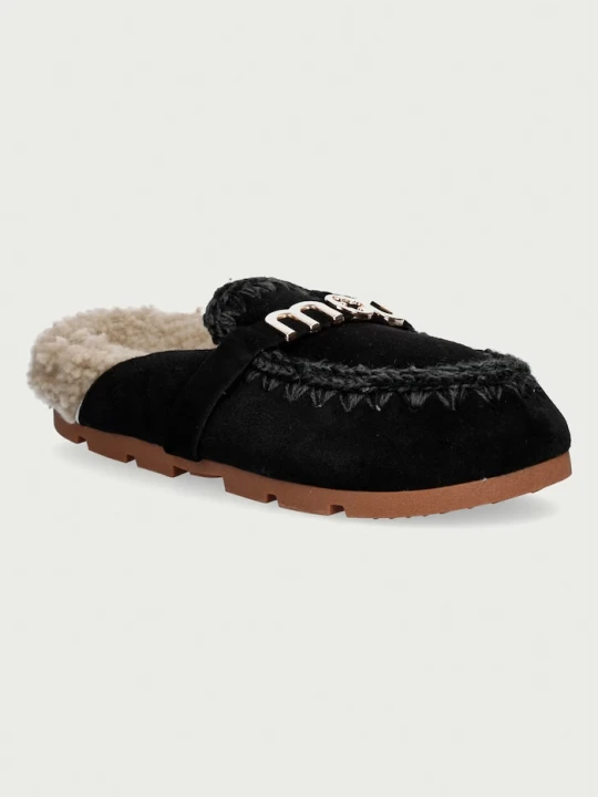 Zdjęcie produktu Mou klapki damskie zamszowe Winter Bio Slide Logo czarny