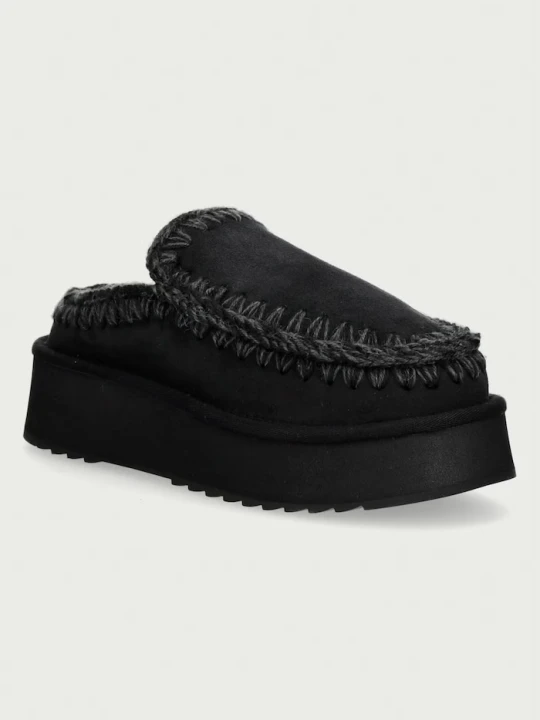 Zdjęcie produktu Mou klapki mules damskie zamszowe Clog Eskimo Platform czarny