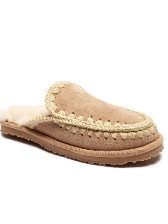 Zdjęcie produktu MOU Obuwie domowe FULL ESKIMO STITCH | z dodatkiem wełny | zamsz beżowy