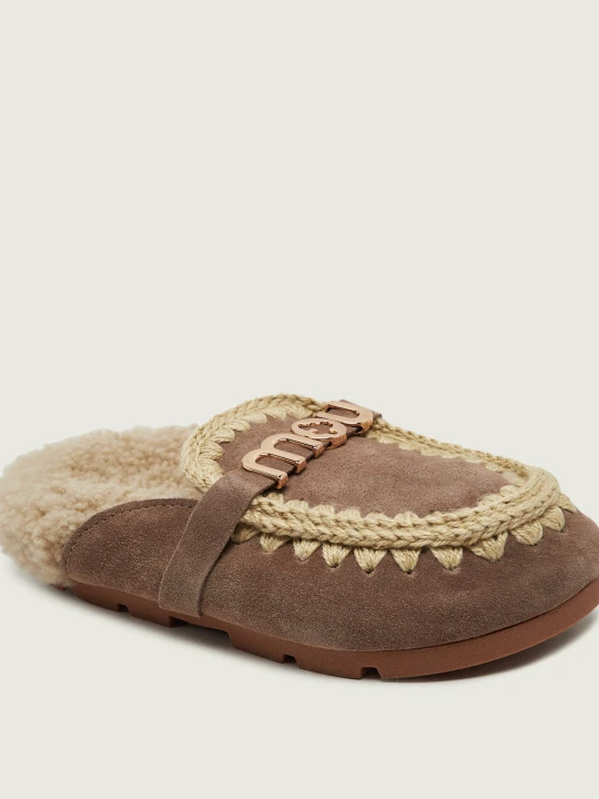 Zdjęcie produktu MOU Ocieplane mule Winter Bio Slide | zamsz | shearling beżowy