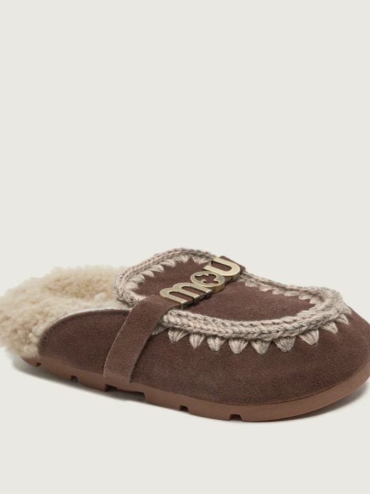Zdjęcie produktu MOU Ocieplane mule Winter Bio Slide | zamsz | shearling brązowy
