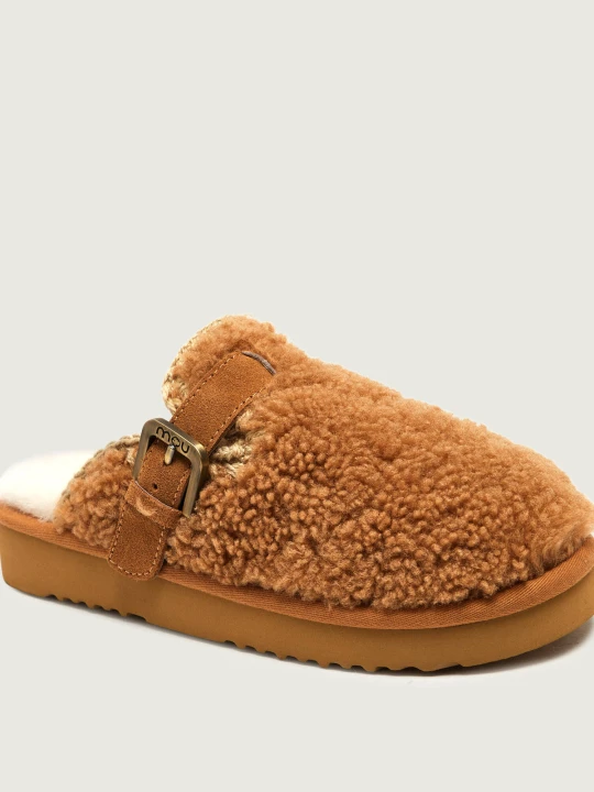 Zdjęcie produktu MOU Wełniane mule Curly Clog Eskimo | shearling brązowy