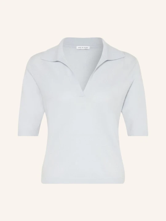 Zdjęcie produktu Mrs & Hugs Dzianinowa Koszulka Polo Z Kaszmirem blau JASNONIEBIESKI