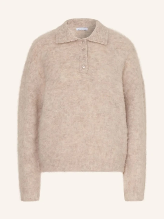 Zdjęcie produktu Mrs & Hugs Koszulka Polo Z Dzianiny Z Alpaki beige