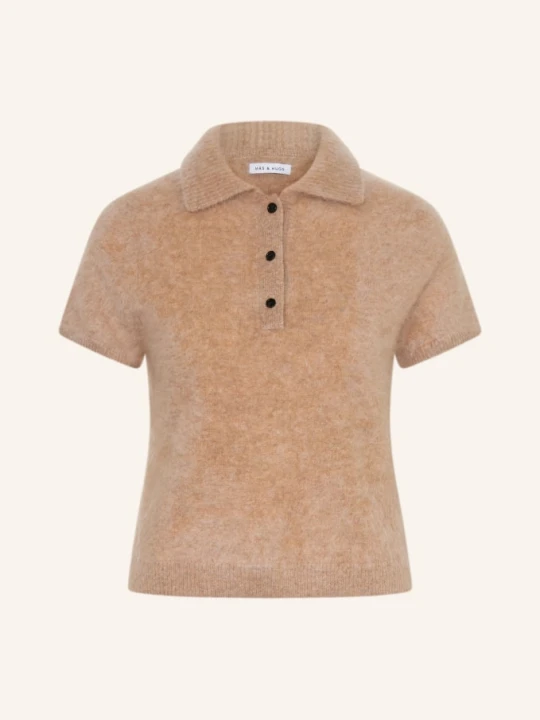 Zdjęcie produktu Mrs & Hugs Koszulka Polo Z Dzianiny Z Kaszmiru beige