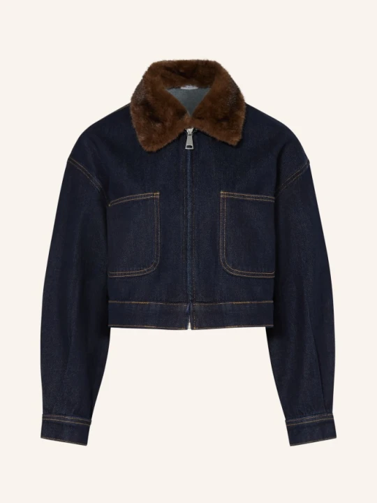Zdjęcie produktu Mrs & Hugs Kurtka Dżinsowa Z Odpinanym Kołnierzem Ze Sztucznego Futra blau RAW DENIM