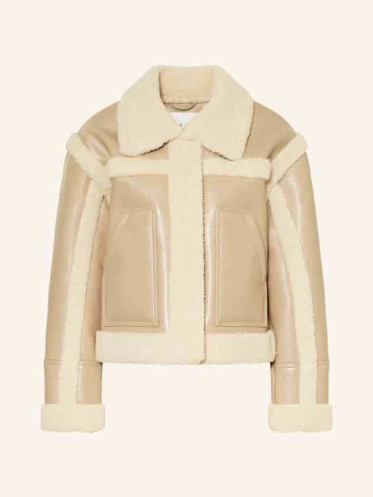 Zdjęcie produktu Mrs & Hugs Kurtka Z Imitacji Skóry Z Dodatkiem Sztucznego Futra beige