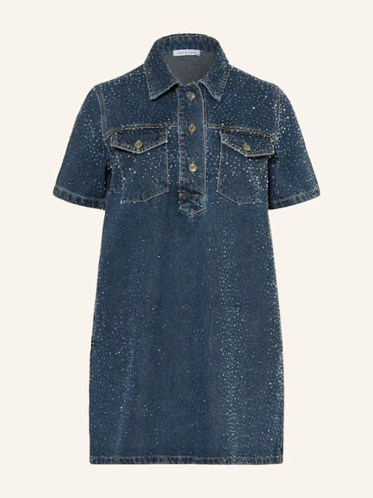 Zdjęcie produktu Mrs & Hugs Sukienka Jeansowa Z Ozdobnymi Kamykami blau GRANATOWY