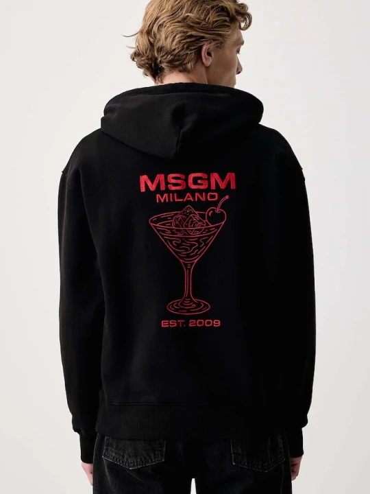 Zdjęcie produktu MSGM bluza z kapturem męska bawełniana czarny