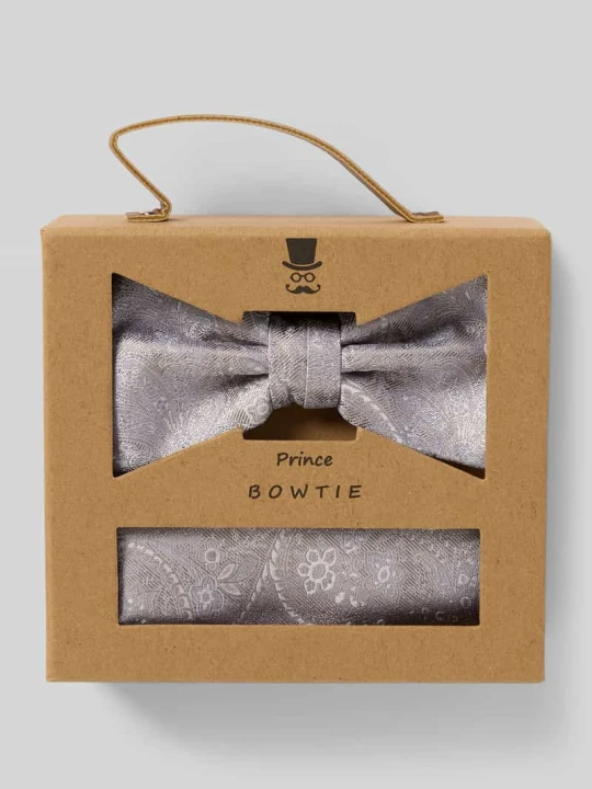 Zdjęcie produktu Mucha i poszetka z czystego jedwabiu w zestawie Prince Bowtie Piaskowy