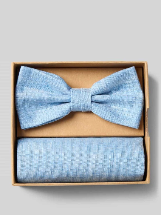 Zdjęcie produktu Mucha i poszetka w zestawie z czystego lnu Prince Bowtie Niebieski