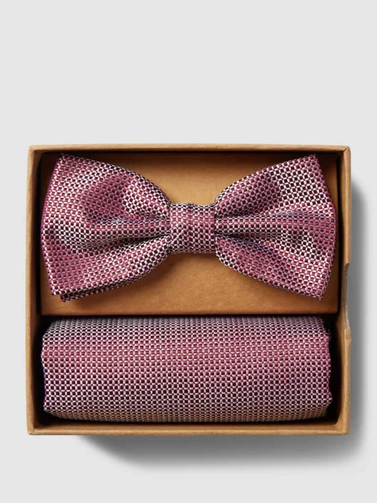 Zdjęcie produktu Mucha i poszetka z czystego jedwabiu w zestawie Prince Bowtie Bordowy