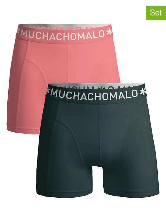 Zdjęcie produktu Muchachomalo Bokserki (2 pary) w kolorze ciemnozielono-jasnoróżowym rozmiar: 122/128