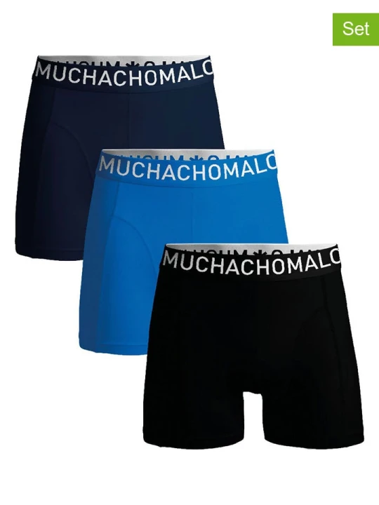 Zdjęcie produktu Muchachomalo Bokserki (3 pary) w kolorze czarno-granatowo-niebieskim rozmiar: 3XL