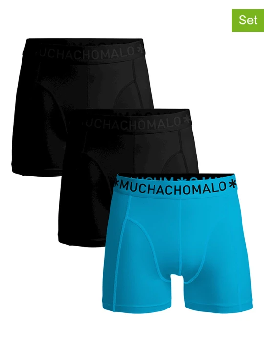 Zdjęcie produktu Muchachomalo Bokserki (3 pary) w kolorze czarno-granatowo-turkusowym rozmiar: M