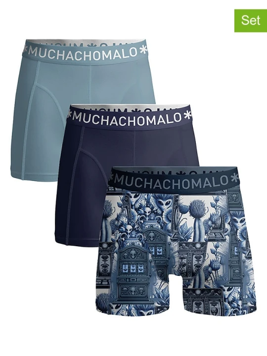 Zdjęcie produktu Muchachomalo Bokserki (3 pary) w kolorze granatowo-błękitnym rozmiar: XXL