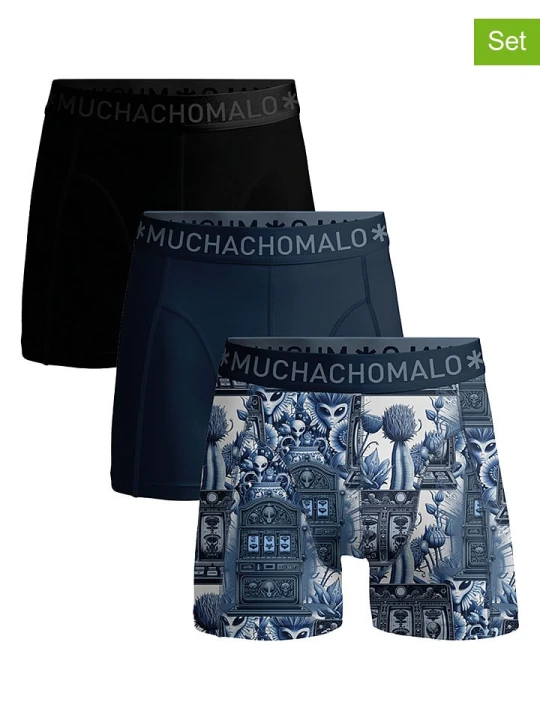 Zdjęcie produktu Muchachomalo Bokserki (3 pary) w kolorze niebiesko-czarnym rozmiar: S