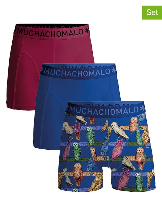 Zdjęcie produktu Muchachomalo Bokserki (3 pary) w kolorze różowo-niebieskim ze wzorem rozmiar: XL