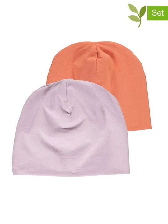 Zdjęcie produktu Fred´s World by GREEN COTTON Czapki beanie (2 szt.) w kolorze lawendowym i pomarańczowym rozmiar: 68 / 74 Fred's World By GREEN COTTON