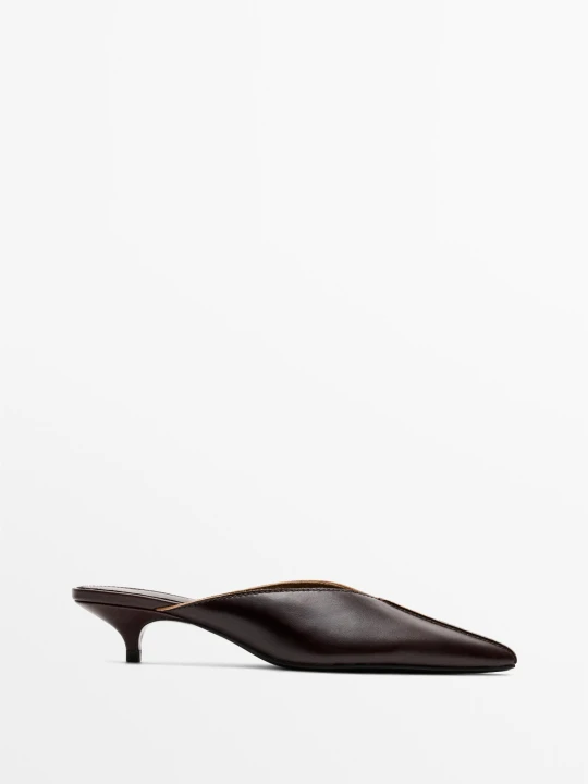 Zdjęcie produktu Mulesy Na Obcasie - Brązowy - Massimo Dutti - Female