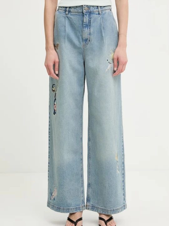 Zdjęcie produktu MUNTHE jeansy wide leg damskie BRALI niebieski