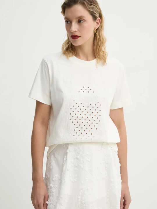 Zdjęcie produktu MUNTHE t-shirt bawełniany FENELLA beżowy