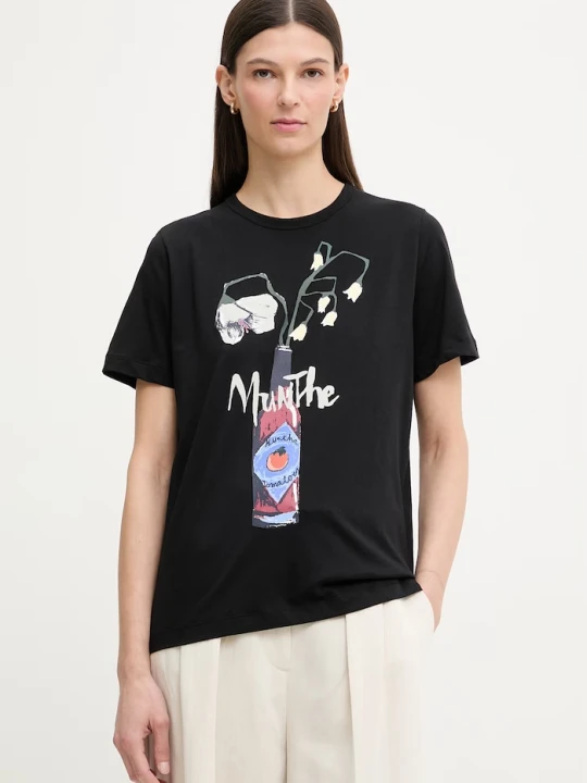 Zdjęcie produktu MUNTHE t-shirt damski bawełniany BILCIS czarny