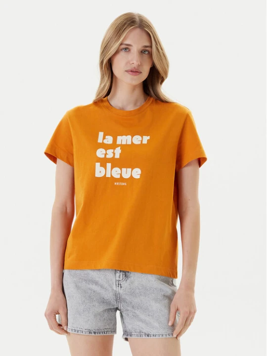 Zdjęcie produktu Mustang T-Shirt Floris 1016157 Pomarańczowy Relaxed Fit