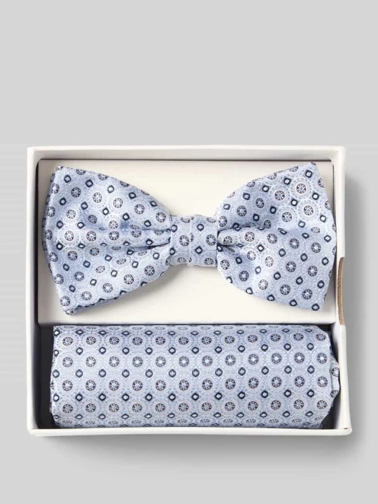 Zdjęcie produktu Muszka i poszetka w zestawie z czystego jedwabiu Prince Bowtie Błękitny