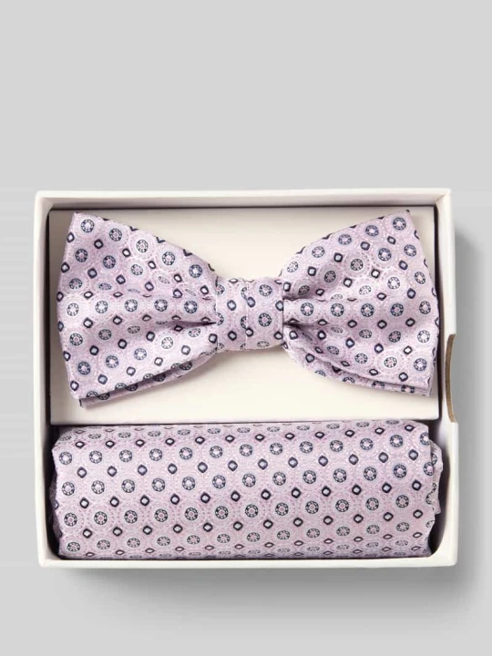 Zdjęcie produktu Muszka i poszetka w zestawie z czystego jedwabiu Prince Bowtie Różowawy