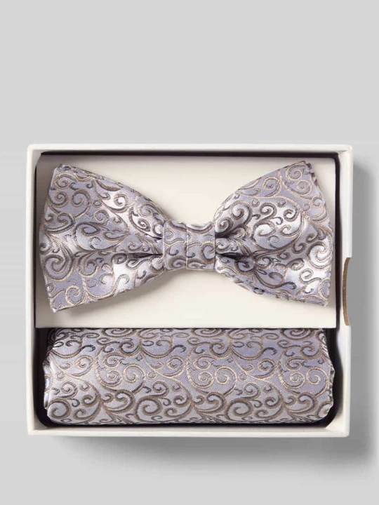 Zdjęcie produktu Muszka i poszetka w zestawie z czystego jedwabiu Prince Bowtie Piaskowy