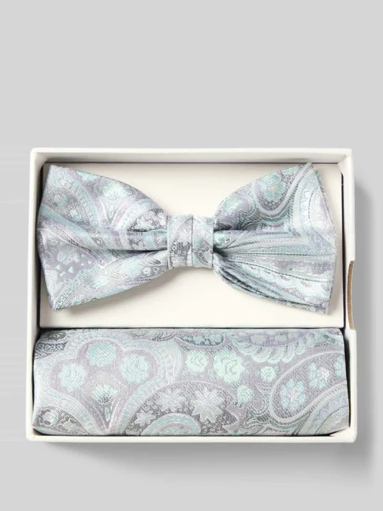 Zdjęcie produktu Muszka i poszetka w zestawie z czystego jedwabiu Prince Bowtie Zielony