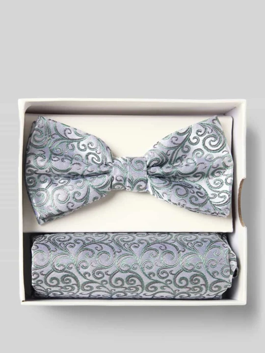 Zdjęcie produktu Muszka i poszetka w zestawie z czystego jedwabiu Prince Bowtie Zielony