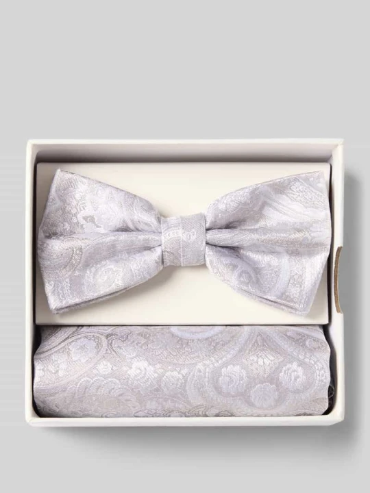 Zdjęcie produktu Muszka i poszetka w zestawie z czystego jedwabiu Prince Bowtie Écru