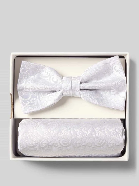 Zdjęcie produktu Muszka i poszetka w zestawie z czystego jedwabiu Prince Bowtie Écru