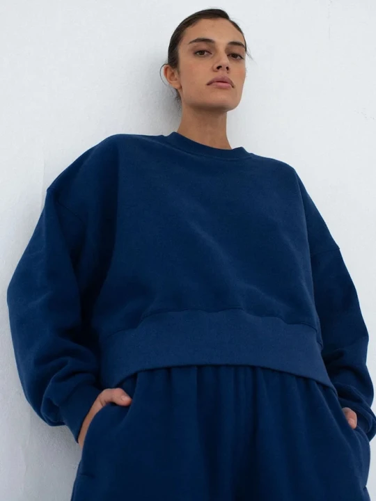 Zdjęcie produktu Muuv. Muuv bluza oversize damska z bawełną SMOOTH COTTON granatowy
