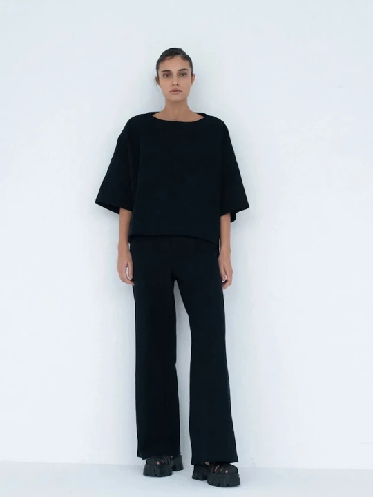 Zdjęcie produktu Muuv. spodnie wide leg damskie bawełniane MOAI czarny